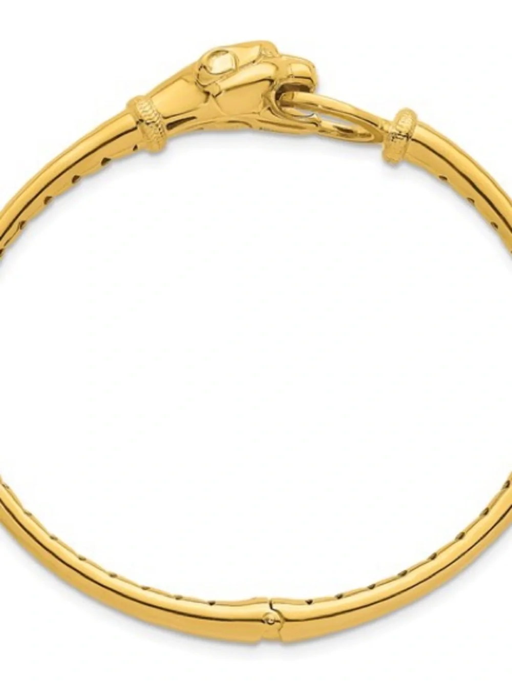 Herco 14K Yellow Gold Panther Hinged Bangle Bracelet Italy 13mm
